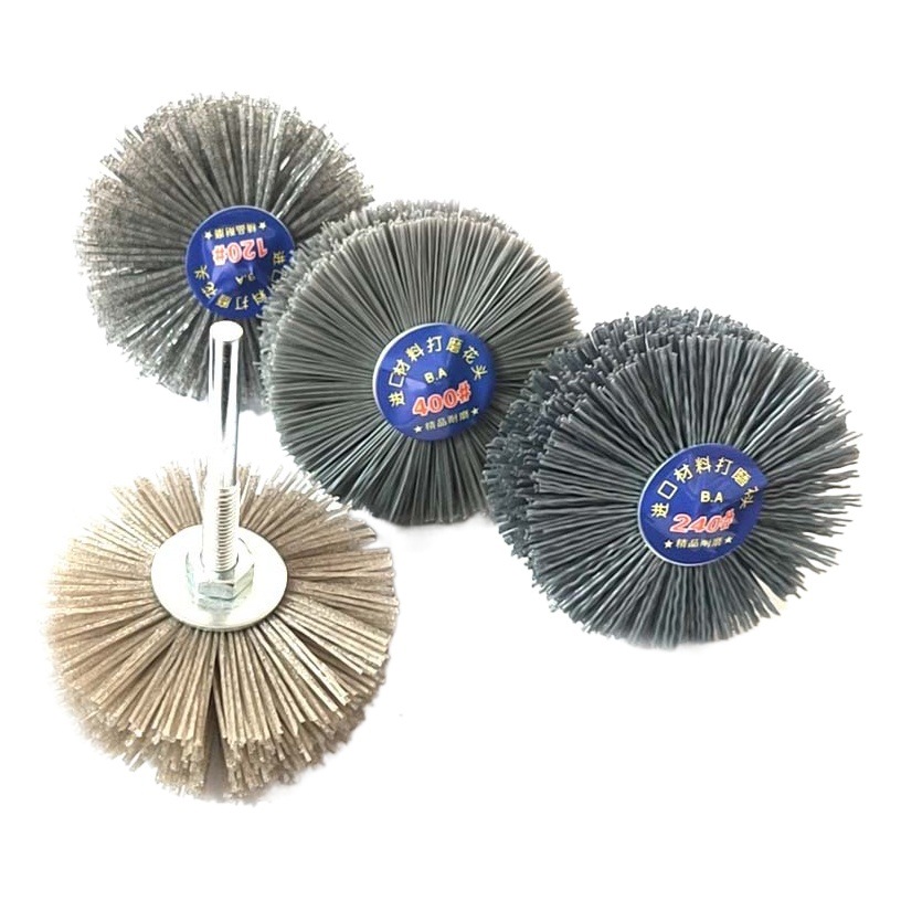 Seda transparente de molienda esférica cabeza de flor de nylon molienda de seda muebles de palo de rosa talla de madera ranura de pulido cabeza de molienda talla de raíz con mango