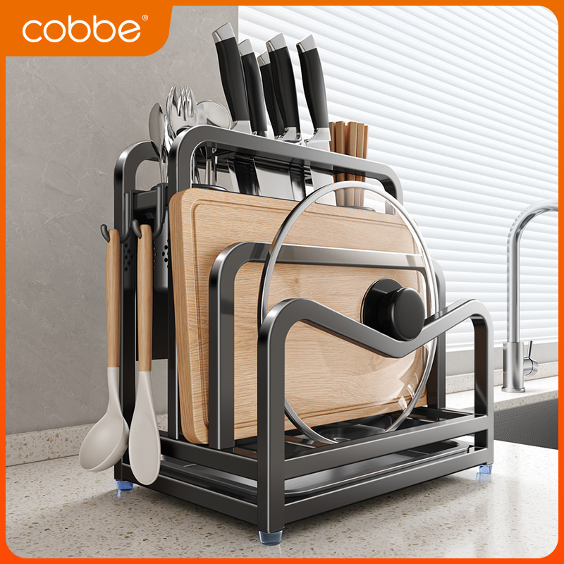 Cabe 2025 New Stainless Steel Kitchen Cutter Holder Cutting Board Storage Rack Chopsticks Cage Integrated Cutting Board Cutter Storage Rack