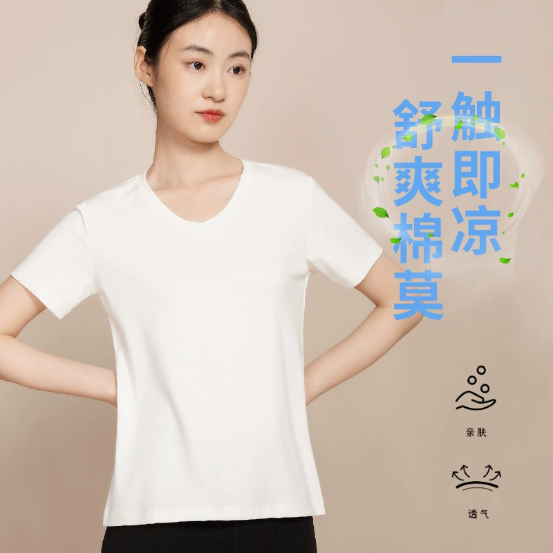 Женская хлопковая футболка с v-образным вырезом и короткими рукавами на правом плече, весна и лето, новая однотонная крутая удобная дышащая женская повседневная простая футболка для женщин