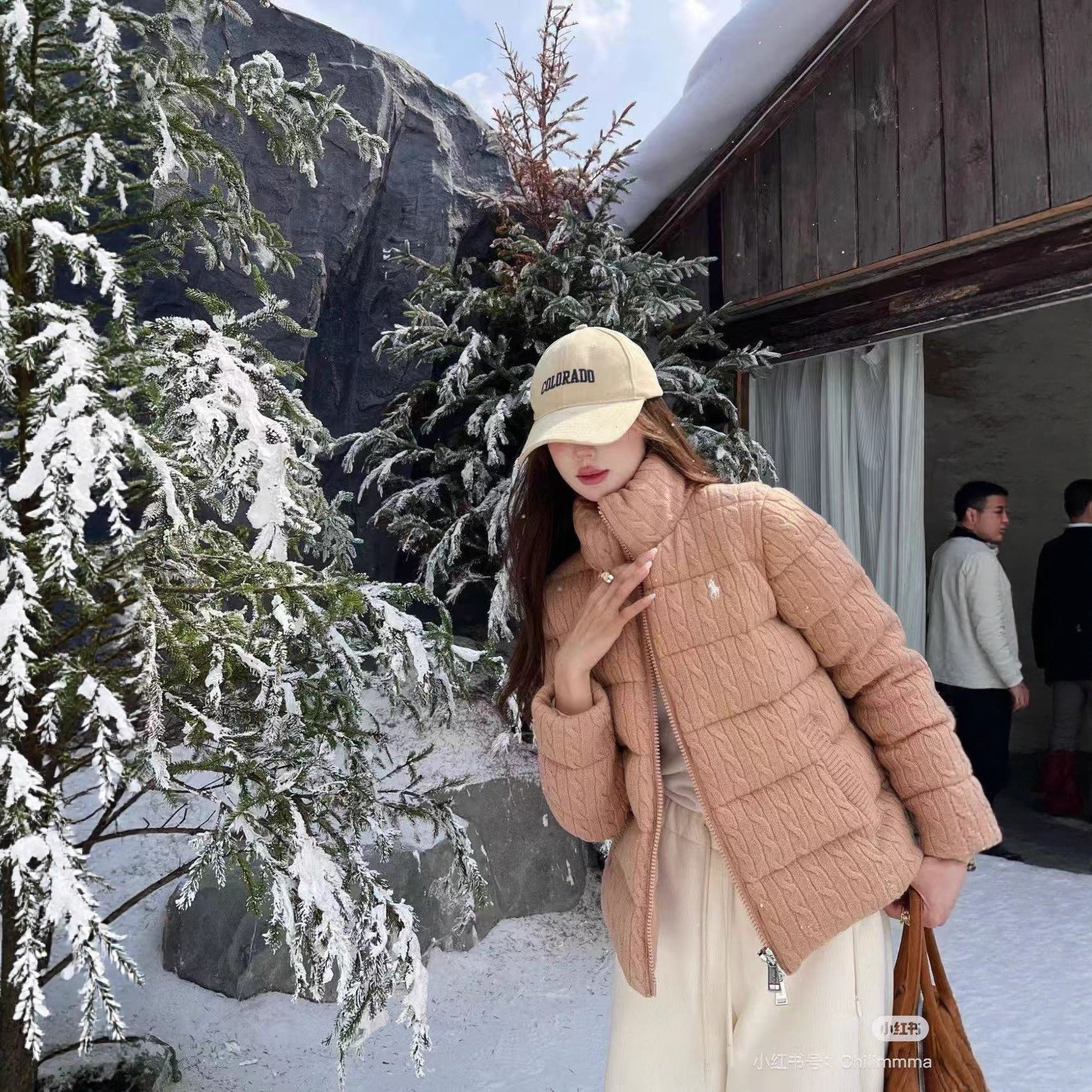 Cross-Border Rl Laff 25 New Pure Color Basic Versatile Casual Loose Wool Knitted Bread down Jacket for Women