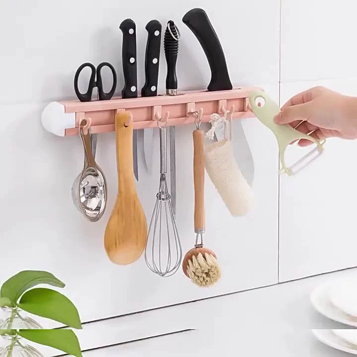 Многофункциональная кухня из пшеничной соломы шесть последовательных крючков, свободная без сверления кухонный набор ножей, рамка хранения настенная рама для ножей