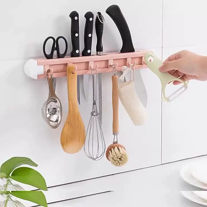 Многофункциональная кухня из пшеничной соломы шесть последовательных крючков, свободная без сверления кухонный набор ножей, рамка хранения настенная рама для ножей