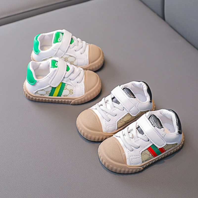 Детские кеды для мальчиков и девочек на осень 2025 года, дышащие, для малышей 0-2 лет, однотонные и в полоску