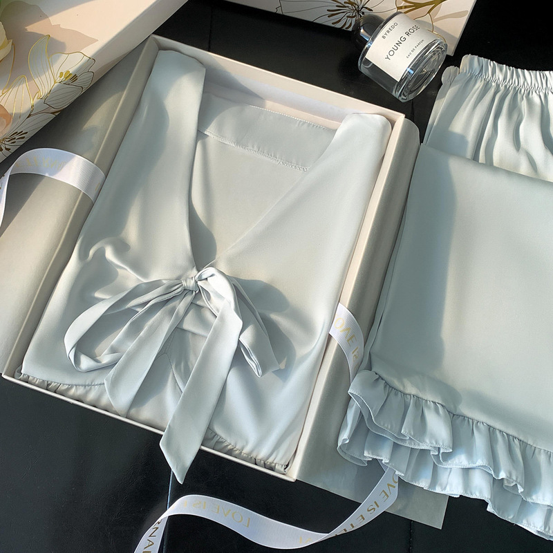 Women's Ice Silk Long-Sleeve Pajama Set 2026 New Spring and Autumn Gift Box Holiday Gift for Best Friend, Wife, Girlfriend, Mom Women's Ice Silk Long-Sleeve Pajama Set 2026 New Spring and Autumn Gift Box Holiday Gift for Best Friend, Wife, Girlfriend, Mom