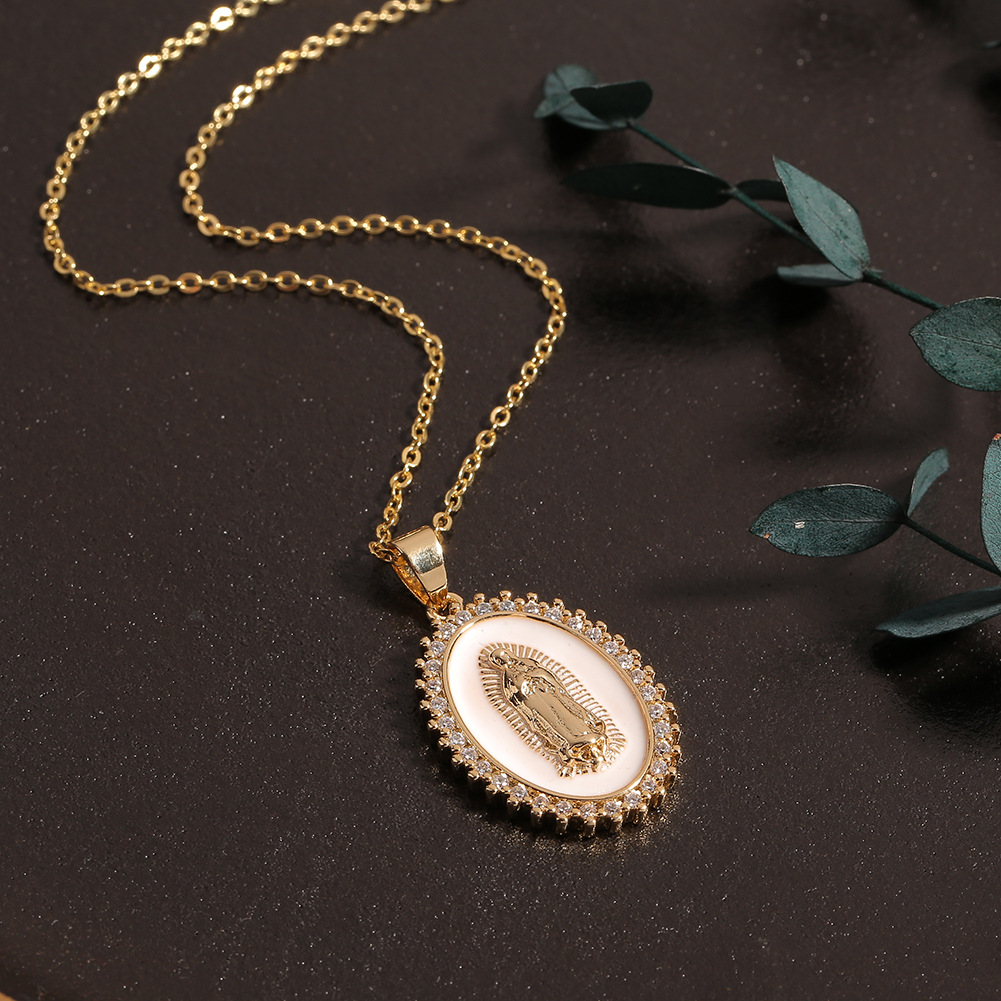 gold-plated copper Dripping Oil Pendant Womenu0027s Religious Necklace