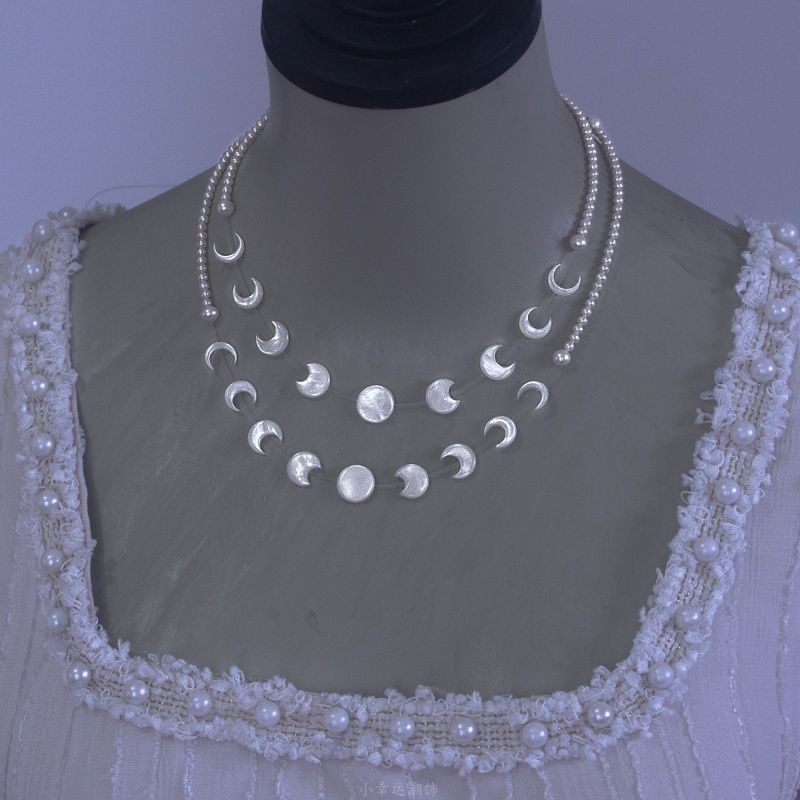 "Moon Phase" niche design fairy-like cool feeling beaded imitation…