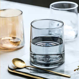 2022new爆款北欧炫彩威士忌酒杯玻璃杯家用饮料杯透明喝水杯果汁