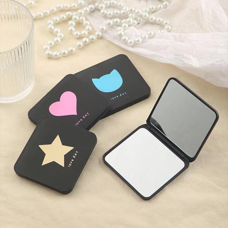 Small Mirror with Trendy Mini Cosmetic Mirror Double-sided Portable Travel Handheld Folding Mirror Household Portable Mirror