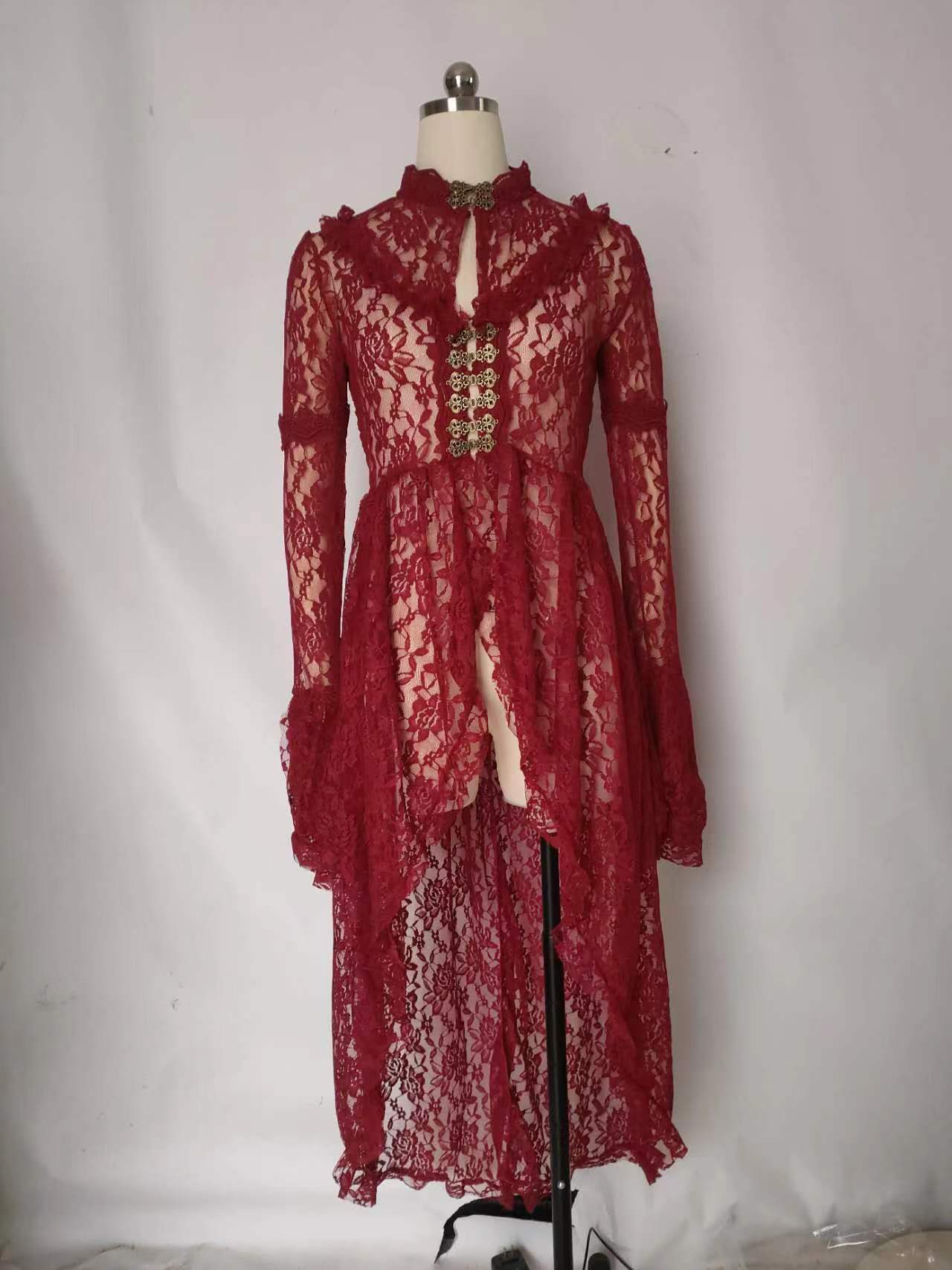 Abito medievale in pizzo per donna elegante costume da cerimonia_voghion.com