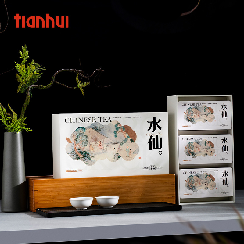 天汇茶叶包装盒空礼盒高档创意中国风大红袍水仙肉桂泡袋包装铁盒