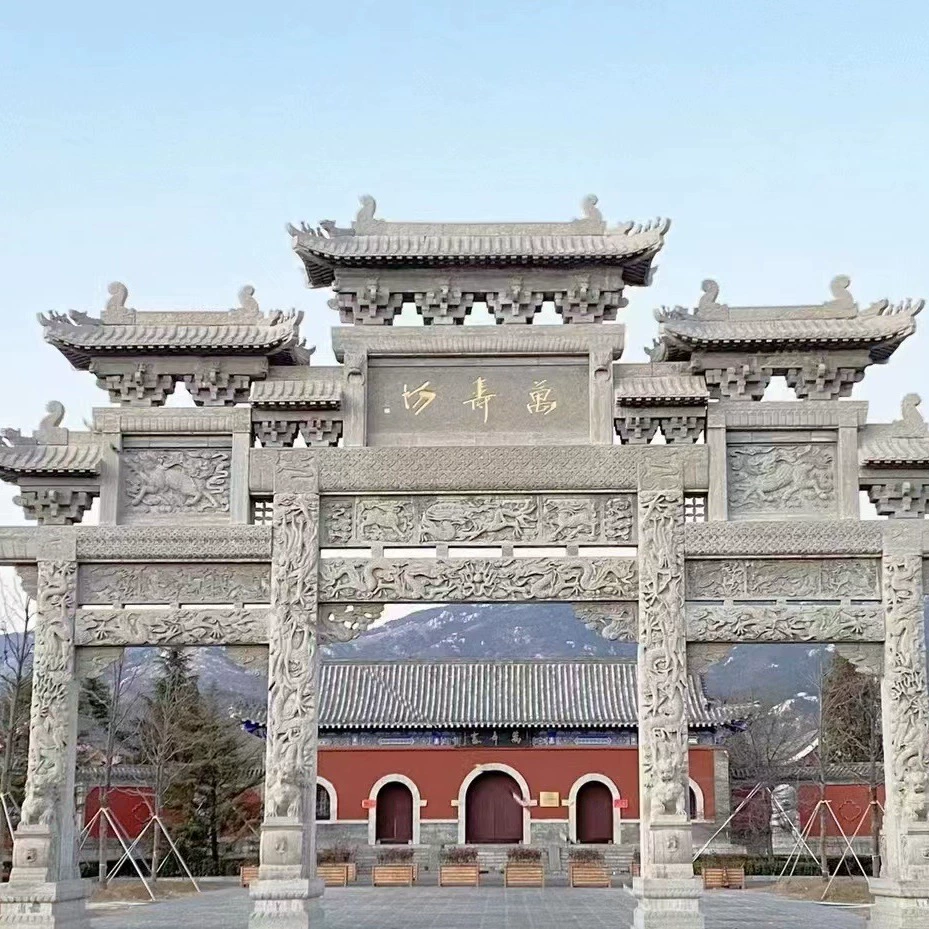 Резьба по камню Арка открытый маленький камень резьба каменные ворота строительство три двери большой камень Гора Арка сообщество улица каменная плита