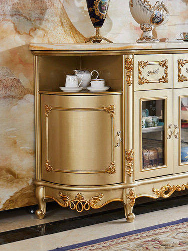 European-style sideboard for home, entryway cabinet, all-wood dining room storage cabinet, wine cabinet, bowl cabinet, living room divider cabinet