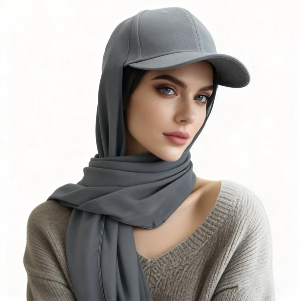 New Brim-Style Solid Color Chiffon Scarf Women's Baseball Cap Brim-Style Cross-Border Versatile Pullover Headscarf Hat