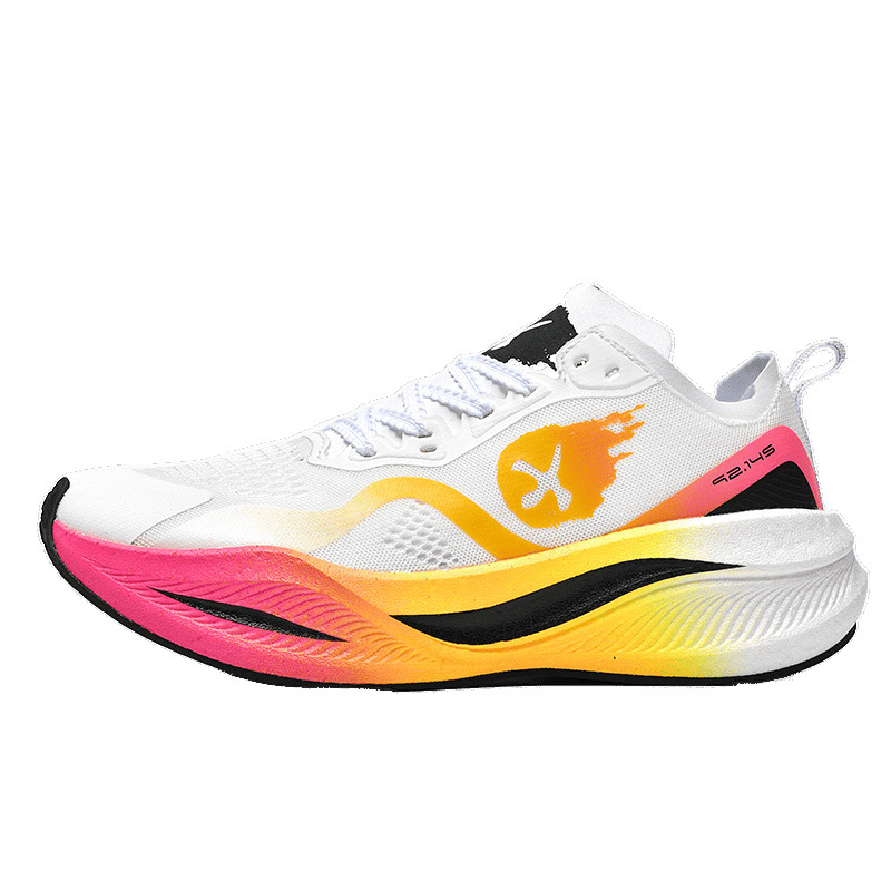 Zapatas de carreras de pareja de color contrastante de la marea nacional Duan Duan 2025 College Breathable Full Palm Plate de carbono Zapatas de carreras de hombre