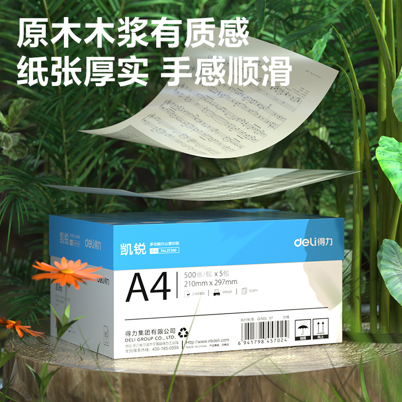 델리 ZF261 카이루이 복사지 다기능 사무용 인쇄지 A4-80G 통나무지 양면 인쇄