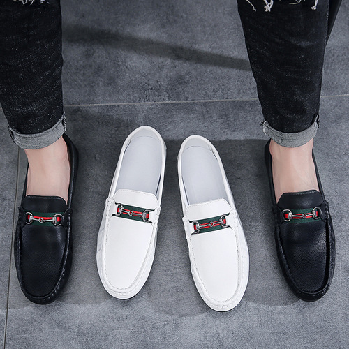 Cross-border Dou Dou Men's Shoes Spring British Style White Loafers Casual Slip-on Driving Soft Sole Trendy Shoes