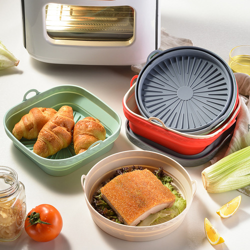 Air fryer silicone baking pan round square oven baking pan silicone mat Air Fryer Silicone Pot