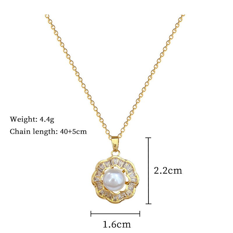 【 Titanium Steel 】 Necklace and earring set, light luxury and heavy industry, full of pearls and diamonds, personalized and elegant banquet earrings and necklaces pic 4