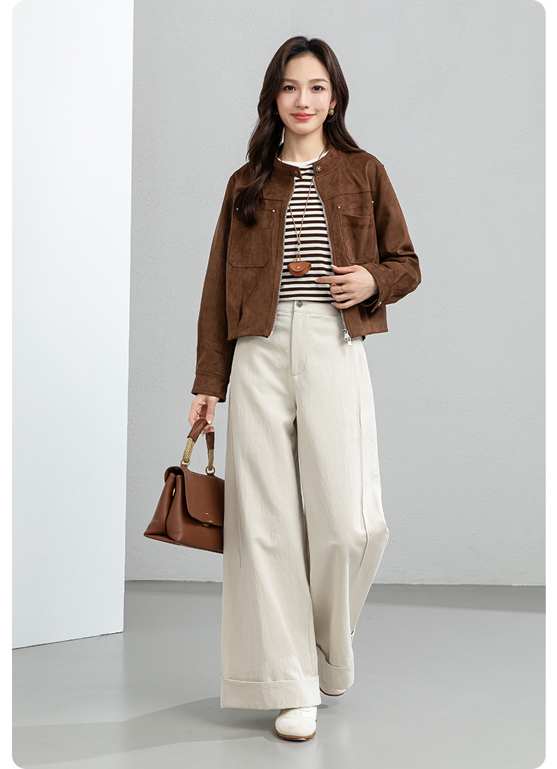 Quần culottes nữ ống rộng cạp cao chất liệu Tencel cotton, dáng suông rủ nhẹ — Xám gạo chi tiết 26