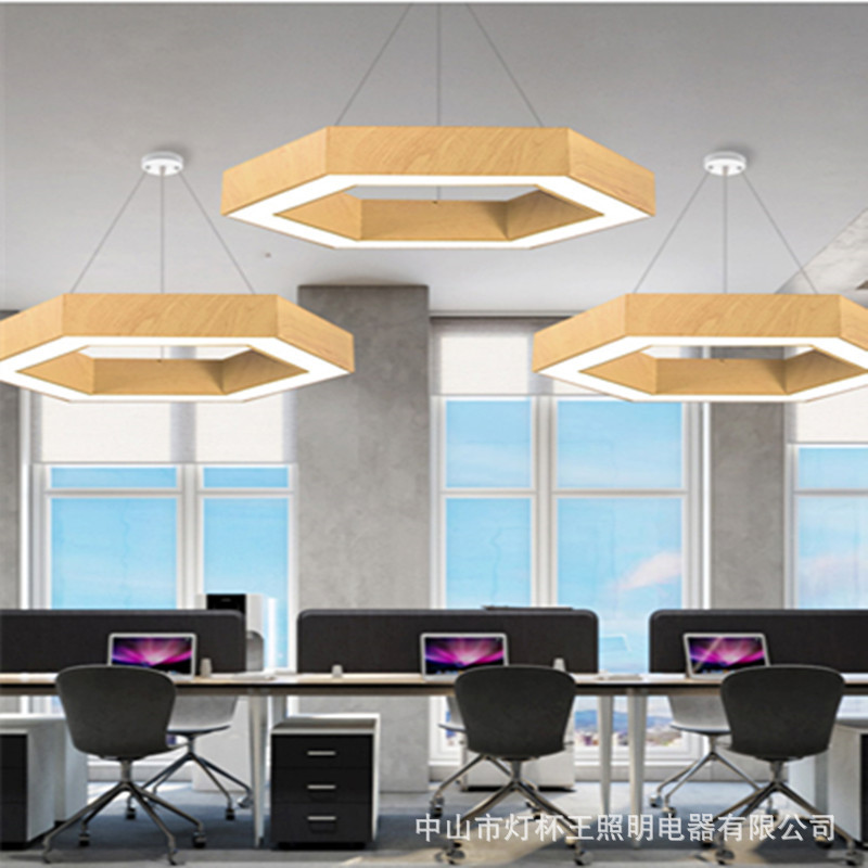 LED hexágono panal de abeja lámpara de modelado creativo candelabrera de madera redonda jardín de infantes baile sala de yoga lámpara comedor
