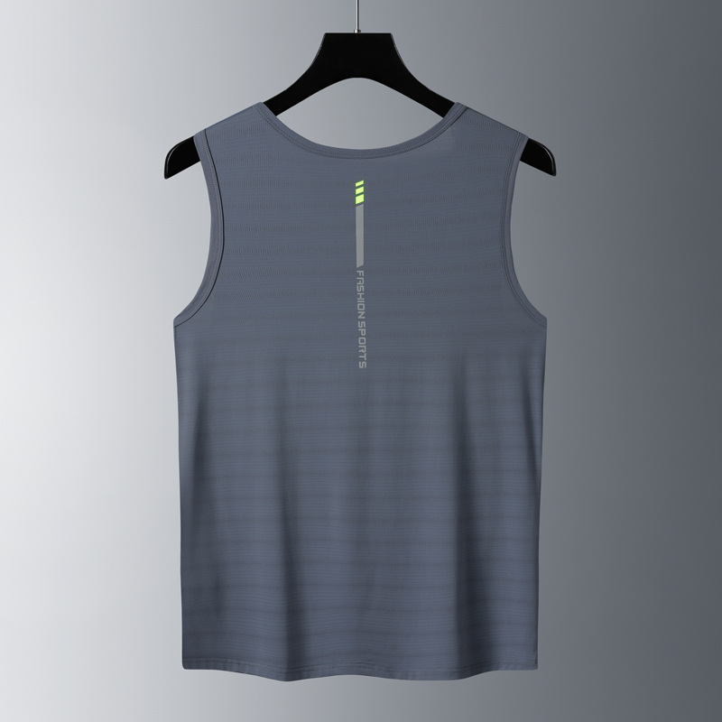 Camiseta Sin Mangas de Seda de Hielo para Hombre de Nailon Tejido Jacquard para Ocio y Deportes image 3