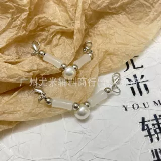 仿玉石玻璃竹节珍珠点缀文艺风旗袍汉服领口挂饰diy手工串珠辅料