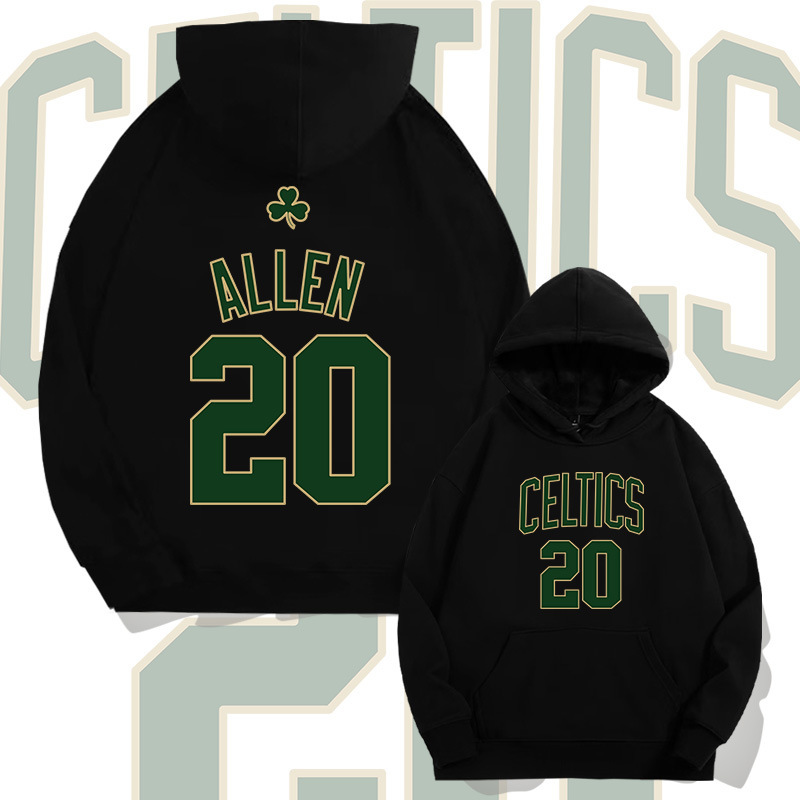 Celtics Allen Allen No. 20 American Basketball Hooded Sweatshirt Men's Spring & Fall Youth Loose Long-Sleeved Jacket Celtics Allen Allen No. 20 American Basketball Hooded Sweatshirt Men's Spring & Fall Youth Loose Long-Sleeved Jacket