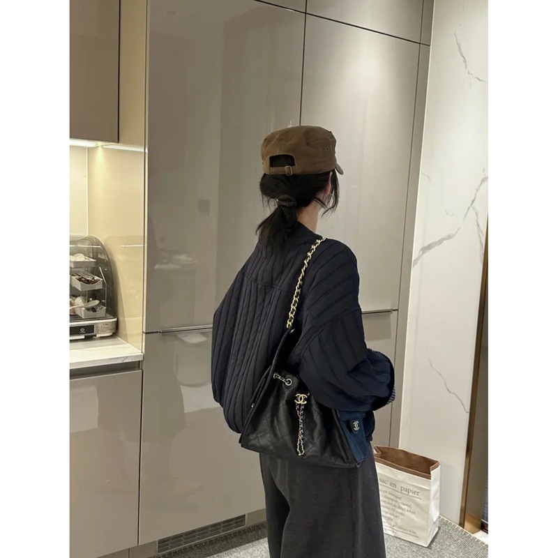 欧货绗棉加厚圆领短外套女2025秋季新款韩版百搭休闲夹克开衫上衣|undefined