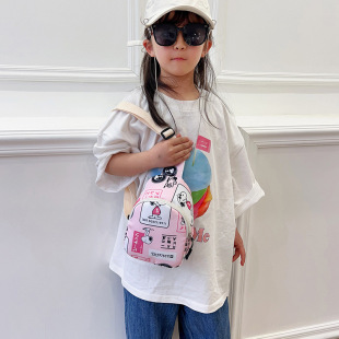 Children's bag 1-3-5 years old boy canvas backpack cartoon cute girl backpack baby chest bag