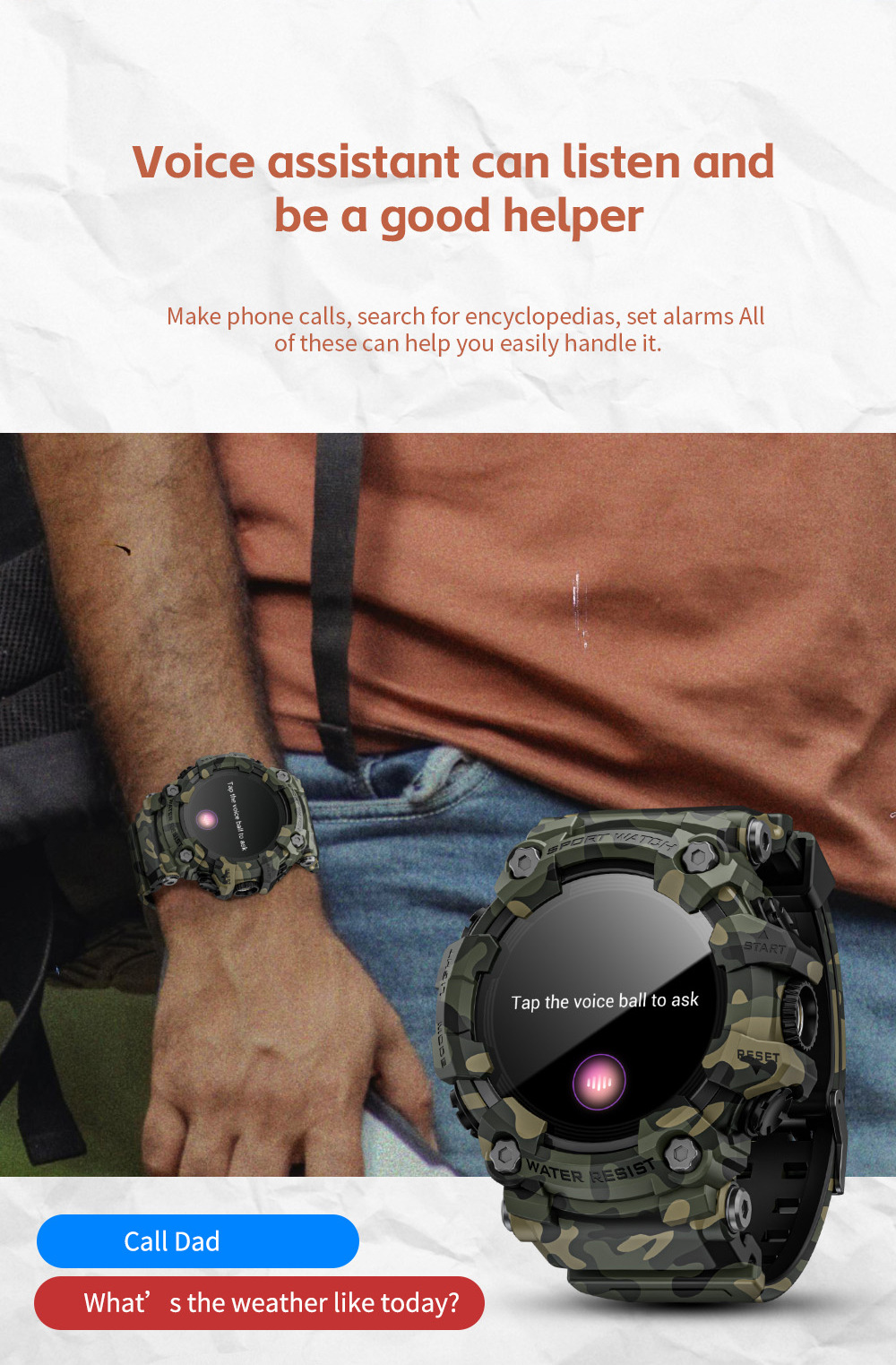LOKMAT foreign trade outdoor sports smartwatch ATTACK GT Bluetooth Call Compass Flashlight Music undefined