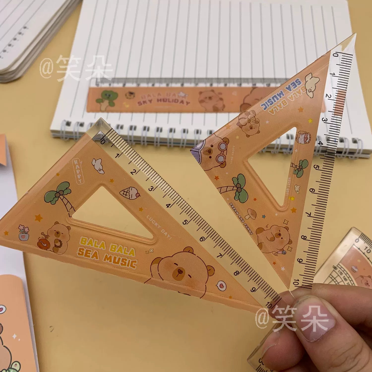Cute cartoon ruler, creative set for students, stationery