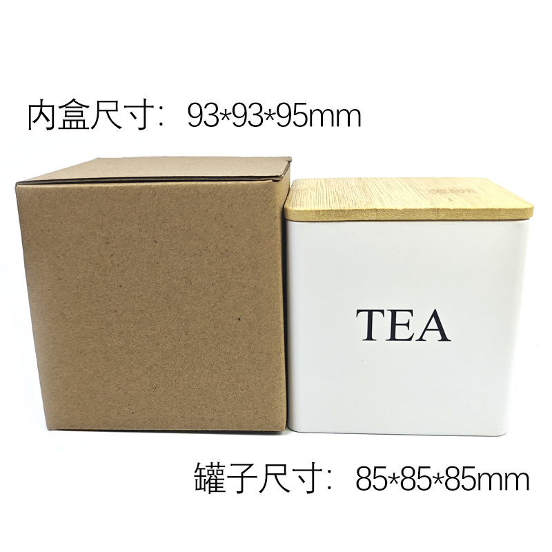 クリエイティブな竹と木の蓋付き高級茶缶ブリキ収納ギフトボックスコーヒー豆キャンディー収納防湿密封缶|undefined