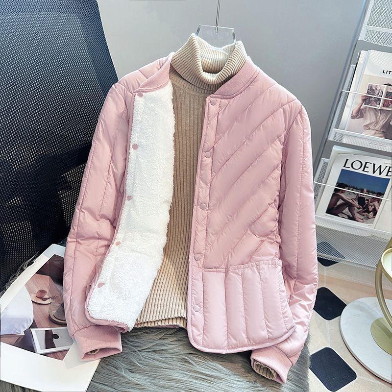 保暖打底加绒羽绒棉服外套棉袄女立领新内胆加厚冬季棉衣校服