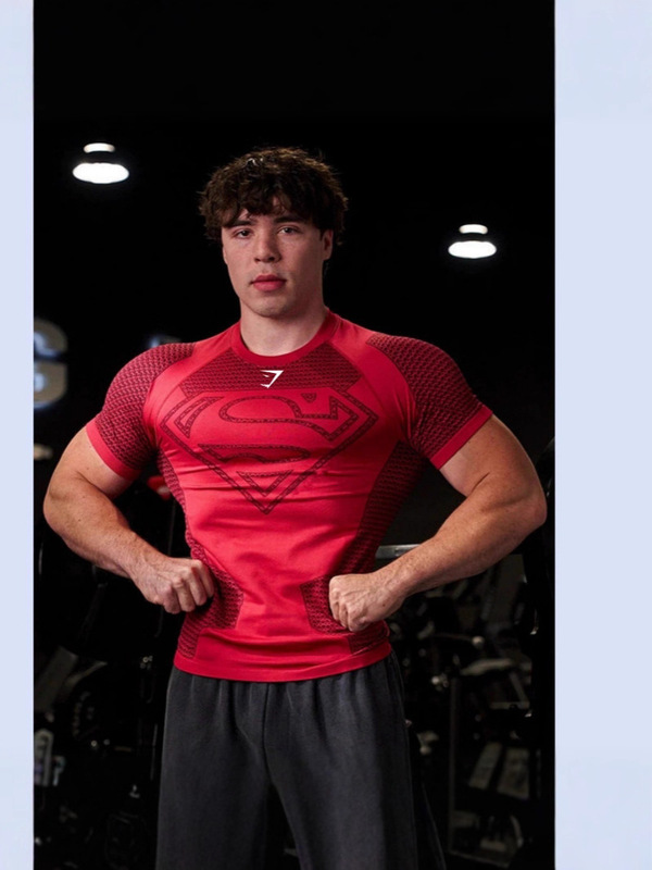 GYMSHARK健身T恤超人联名紧身衣男士训练运动骑行上衣速干高弹T恤|undefined