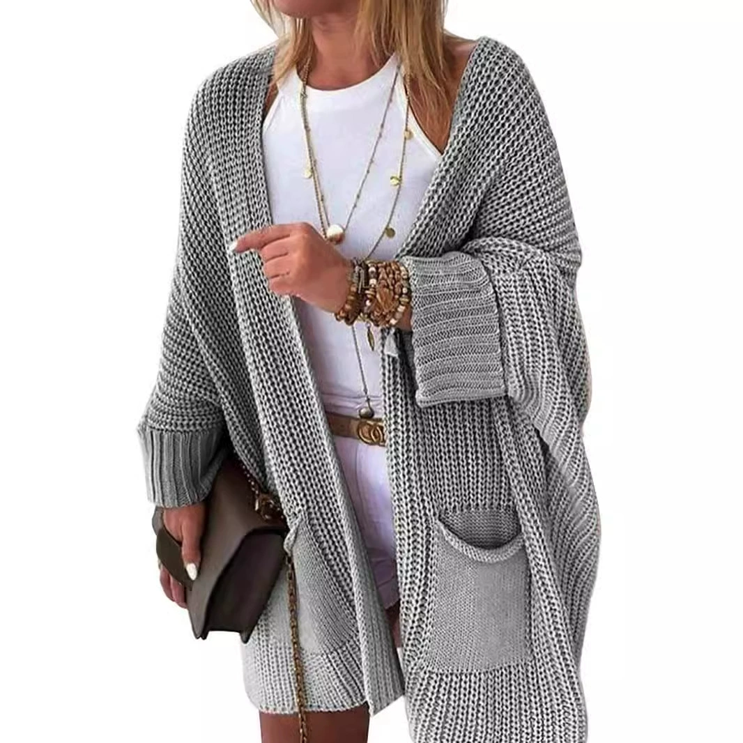 Внешняя торговля Трансграничная Европа и США Amazon temu производитель свитер женский трикотаж чистый цвет с длинными рукавами кардиган куртка мода осень и зима