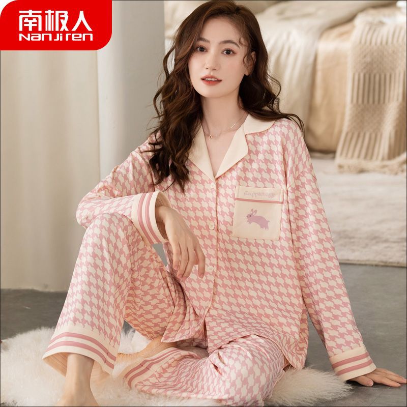 Primavera y otoño de manga larga 100% pijamas de algodón de primavera y verano de las mujeres 2023 nuevo conejo año de nacimiento año desgaste del hogar