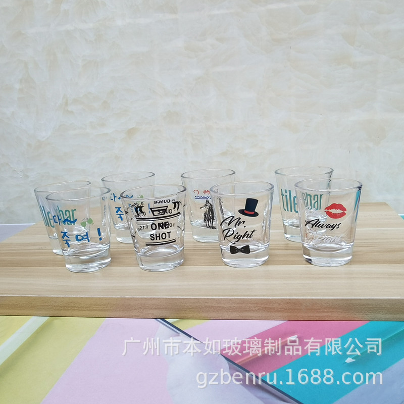 Pequeña copa de vino vidrio de fondo grueso vidrio espíritus vidrio vino blanco shochu una taza de bala de disparo taza de impresión con logotipo