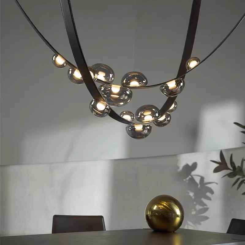 Nórdico simple cinturón de comedor candelabro loft elevación villa dúplex elevación sala de estar escalera de diseño lámparas