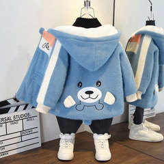 兒童裝水貂絨外套加絨棉衣男女童洋氣棉服小童冬裝寶寶加厚上衣潮