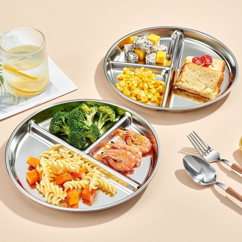316 Plato de comedor de acero inoxidable Plato de comedor para bebés y niños Plato de comedor reducido en grasa Plato de comedor grueso Plato de comedor para estudiantes
