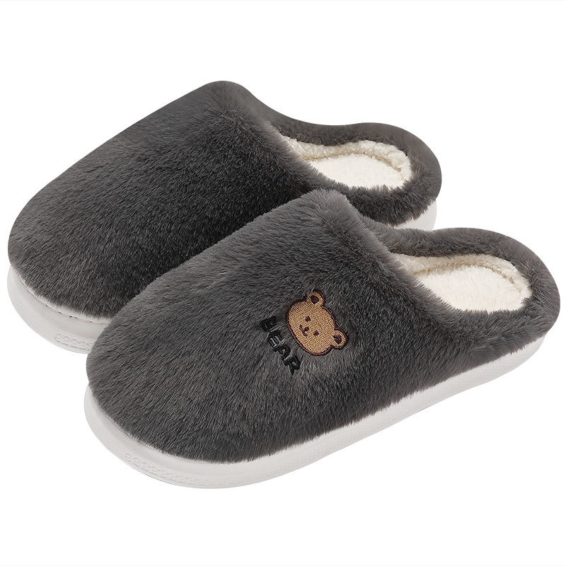 Pantuflas peludas para el hogar para mujer en invierno, pantuflas peludas de dibujos animados para hombre en invierno, pantuflas de felpa cálidas de algodón para hombre