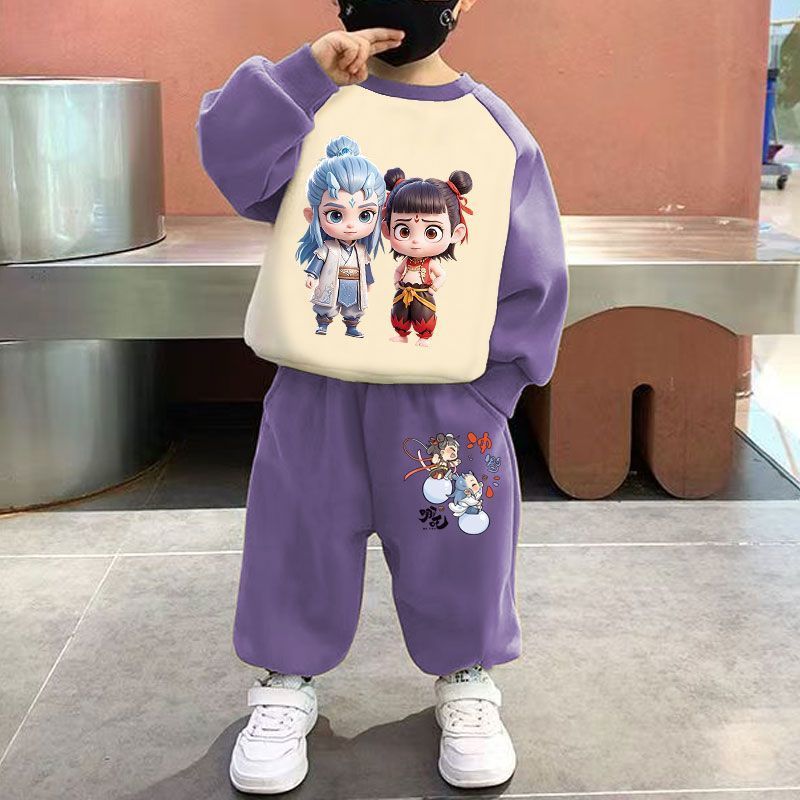 哪吒魔童闹海2025新款卫衣男童宽松儿童春秋装女童休闲套装|undefined