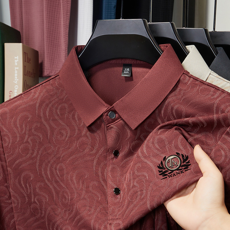 High-Quality New Style Seamless Short-Sleeved Polo Shirt for Men in Summer, Fashionable Casual Lapel Ice Silk T-Shirt for Middle-Aged Men High-Quality New Style Seamless Short-Sleeved Polo Shirt for Men in Summer, Fashionable Casual Lapel Ice Silk T-Shirt for Middle-Aged Men