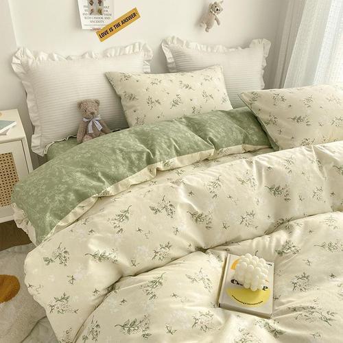 New cotton small floral bed four-piece set pure cotton bed sheet fitted sheet bedding three-piece set gift group purchase wholesale