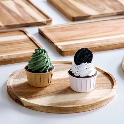 Wooden dessert table accent display rack cold buffet tea break serving stand tableware high-legged cake fruit tray solid wood tray