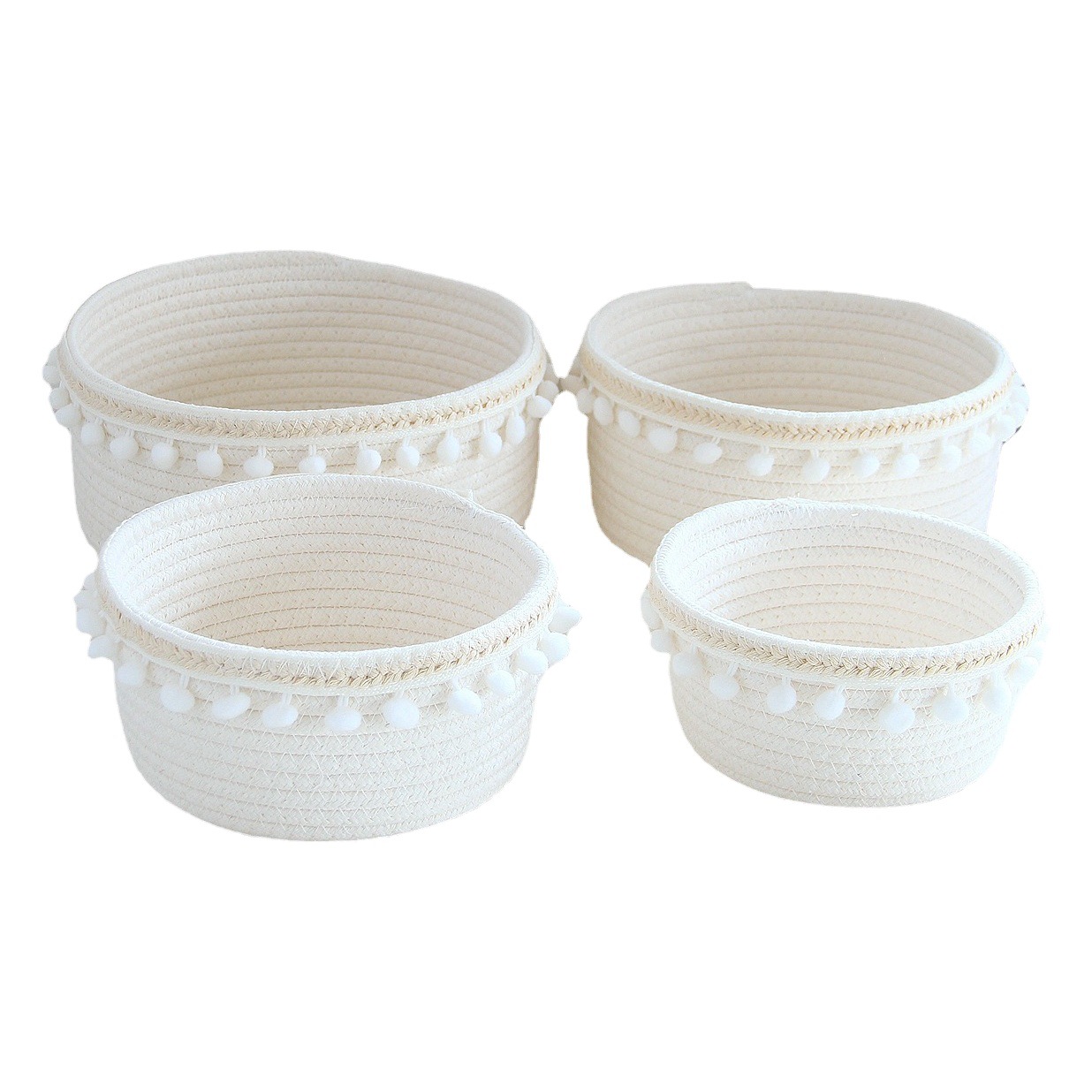 Caja de almacenamiento escritorio cosméticos cuerda tejida cesta pasillo hecho a mano algodón hilo de almacenamiento cesta merienda