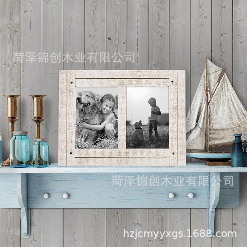 Vintage Distressed Wooden Collage Photo Frame with Hinges, 5X7 Double-Layer Frame, Desktop Ornament, Wall Hanging Decoration Vintage Distressed Wooden Collage Photo Frame with Hinges, 5X7 Double-Layer Frame, Desktop Ornament, Wall Hanging Decoration