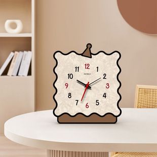Creative Vertical Clock Cartoon Biscuit Desktop Internet Celebrity Silent Clock Table Decoration Living Room Bedroom Ornaments Clock