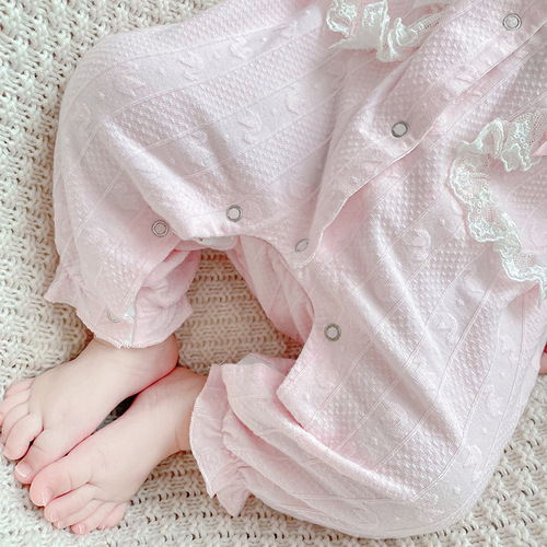  Autumn New Arrival Pure Cotton Baby Girls' Long Sleeve Jumpsuit Crawling Suit Wholesale