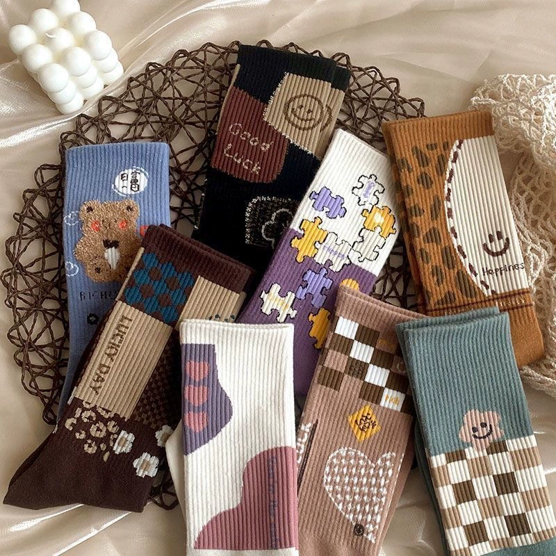 Чулки дети Rhoth корейская версия дикие осенние и зимние толстые хлопчатобумажные носки ретро спортивный стиль студенческие носки